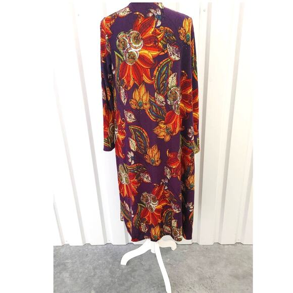 Lularoe Sarah Cardigan Long Duster Open Front Pockets Floral Medium - Picture 4 of 6